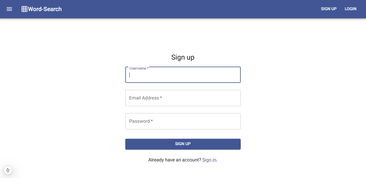 WordSeeky.com Signup Page